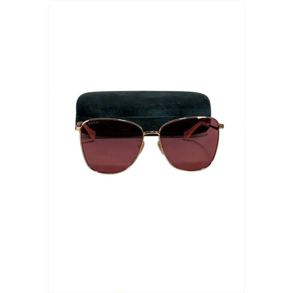 Gucci - Gold Oversized Sunglasses w/Pink Translucent Lenses
